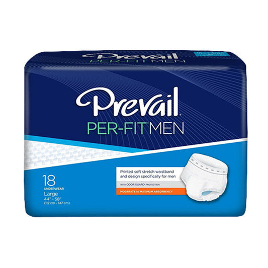 First Quality Male Adult Absorbent Underwear Prevail Per-Fit Men Pull On With Tear Away Seams Large Disposable M, Count Of 18 Underwear Pasteur Pharmacy