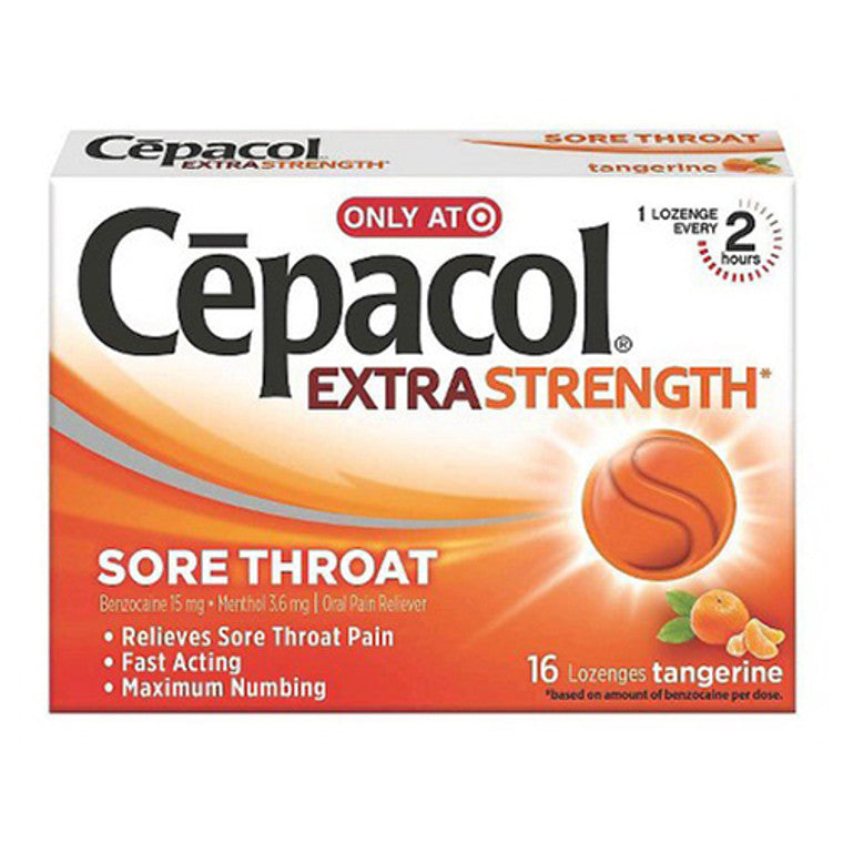 Cepacol Extra Strength Sore Throat Lozenge - Tangerine - 16ct