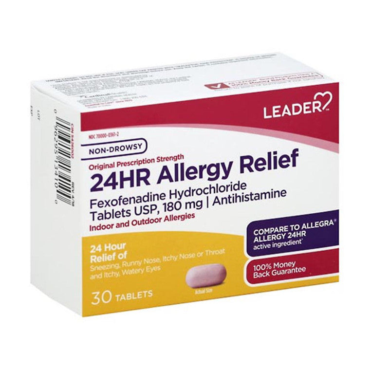 Top Selling Items Leader 24Hour Allergy Relief Tablets 180mg Medicine & Drugs Pasteur Pharmacy