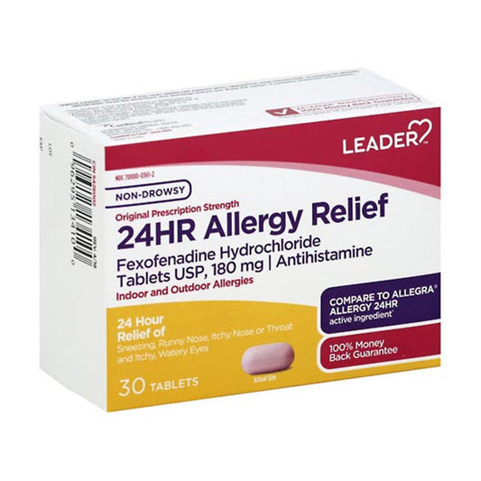 Top Selling Items Leader 24Hour Allergy Relief Tablets 180mg Medicine & Drugs Pasteur Pharmacy