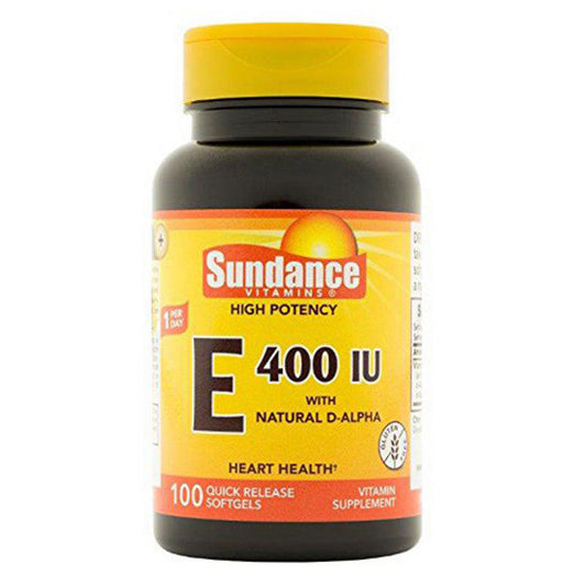 Sundance Vitamins 180Mg ( 400 IU) High Potency Vitamin E 100 Softgels Vitamins & Supplements Pasteur Pharmacy