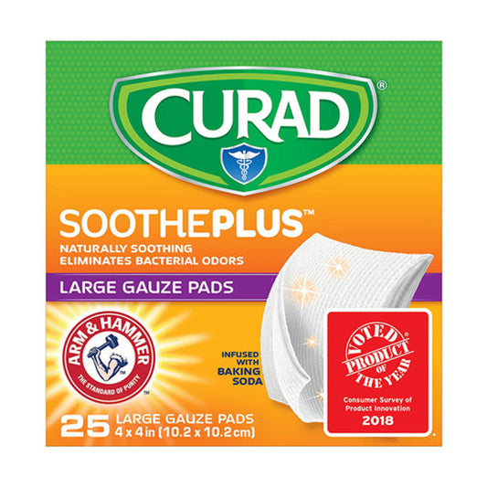 Curad Soothe plus Gauze Pads Large 4x4 In 25Ct Health & Beauty Pasteur Pharmacy