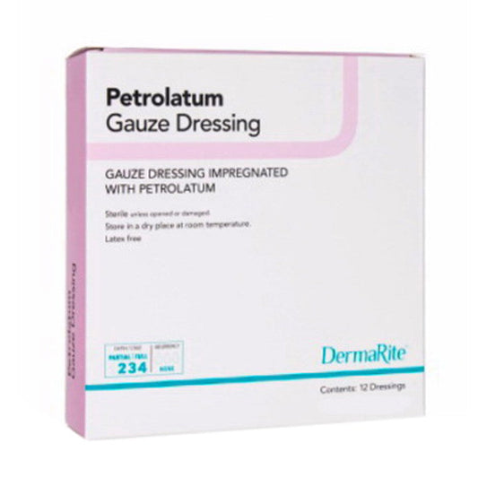DermaRite Impregnated Dressing DermaLite 3 X 9 Inch Gauze Petrolatum Sterile, Box Of 50 Medical Supplies Pasteur Pharmacy