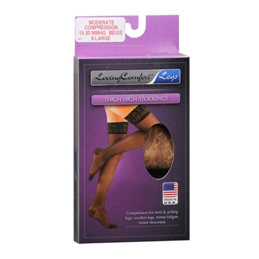 Scott Specialties Stockings Thigh-High, 10-20 LCE Beige Loving Comfort Support, X-Large Hosiery Pasteur Pharmacy