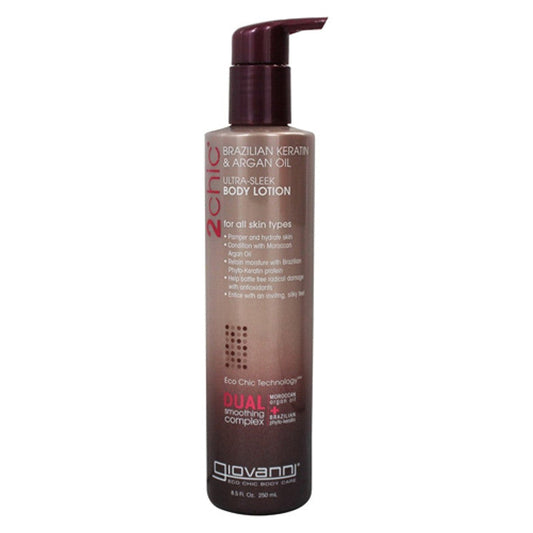 Giovanni Cosmetics 2chic Brazilian Keratin & Argan Oil Ultra Sleek Body Lotion 8.5 Oz Lotion & Moisturizer Pasteur Pharmacy