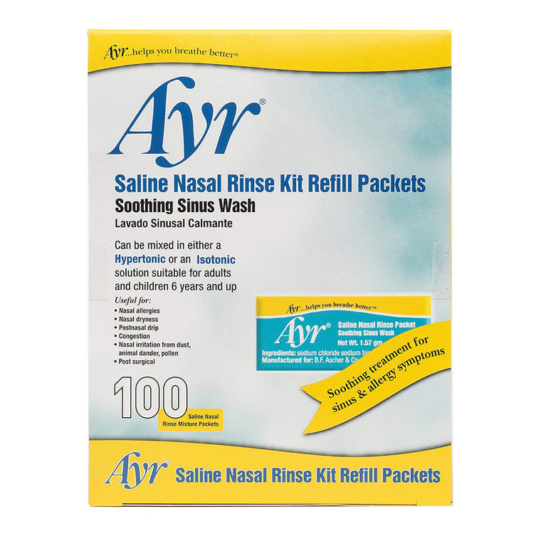 Ayr Saline Nasal Rinse Refill Packets (100 Count) Respiratory Care Pasteur Pharmacy
