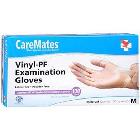 CareMates Vinyl Exam Gloves, Medium, 100 Count – Latex-Free & Powder-Free Medical Grade Disposable Gloves Pasteur Pharmacy