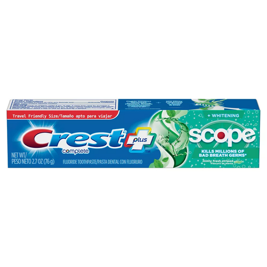 Crest Complete Plus Scope Whitening Fluoride Toothpaste Minty Fresh 2.7 oz Toothpaste Pasteur Pharmacy