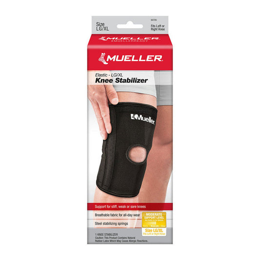 Mueller Elastic Knee Stabilizer Moderate Large/X-Large Camera Stabilizers & Supports Pasteur Pharmacy