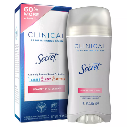 Secret Clinical Strength Invisible Solid Antiperspirant And Deodorant For Women - Protecting Powder - 2.6oz Deodorant Pasteur Pharmacy