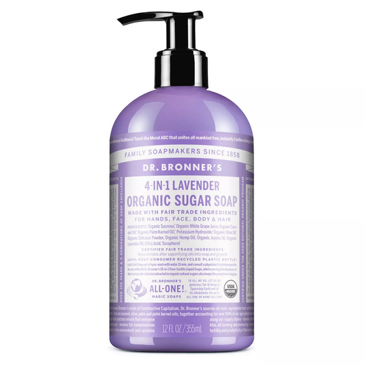 Dr Bronner's Sugar Soap, Organic, 4 In 1, Lavender 12 Fl Oz Health & Beauty Pasteur Pharmacy