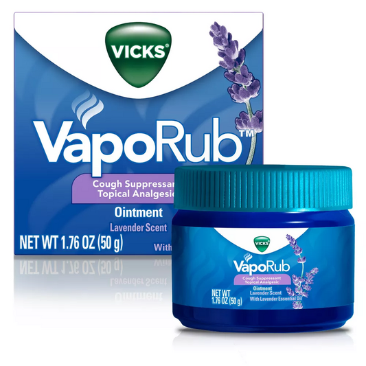 Vicks Vaporub, Lavender Scent, Cough Suppressant, Topical Chest Rub & Analgesic Ointment, 1.76 Oz Health & Beauty Pasteur Pharmacy