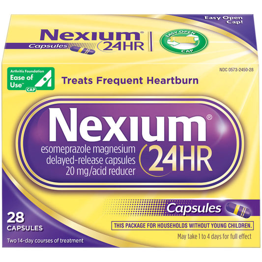 Nexium 24HR Acid Reducer, 20mg Esomeprazole Magnesium Capsules, 28 Count Medicine & Drugs Pasteur Pharmacy