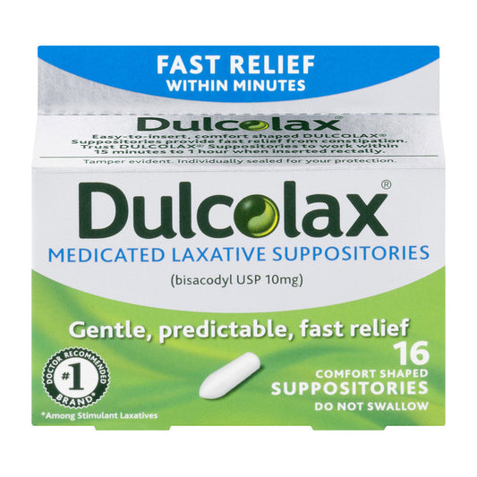 Dulcolax Suppositories, Medicated Laxative, 10 Mg, Comfort Shaped Health & Beauty Pasteur Pharmacy