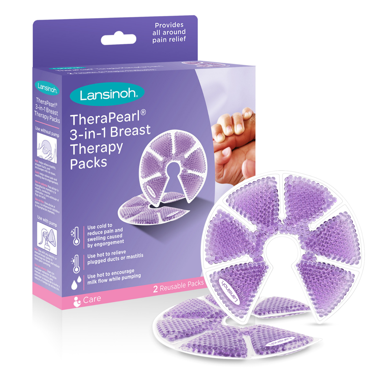 Lansinoh TheraPearl, thérapie mammaire 3-en-1, lot de 2