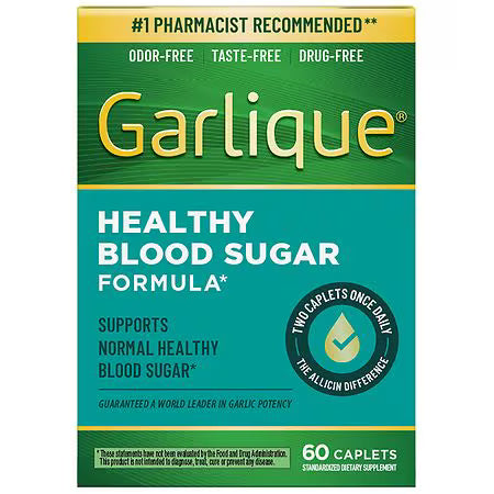 Garlique Healthy Blood Sugar Support Supplement - Odor-Free Garlic, 60 Caplets Vitamins & Supplements Pasteur Pharmacy