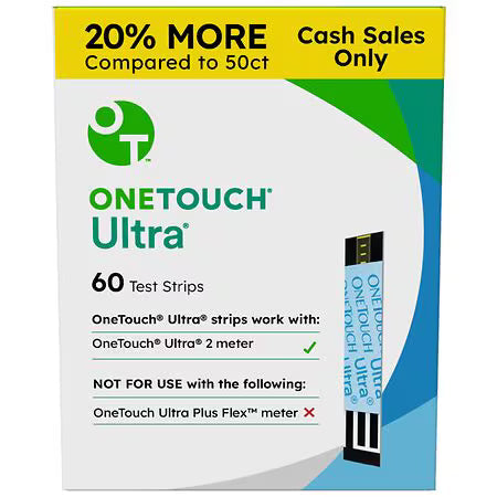 OneTouch Ultra Test Strips One size, Test Strips 2 vials of 30ct - 30.0 ea Test Strips Pasteur Pharmacy