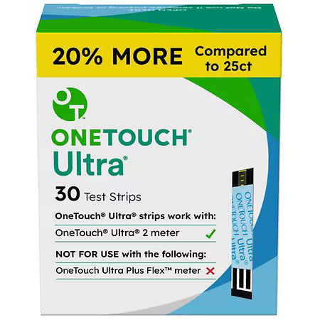 OneTouch Ultra Test Strips One size, Test Strips 1 vial of 30ct - 30.0 ea Test Strips Pasteur Pharmacy