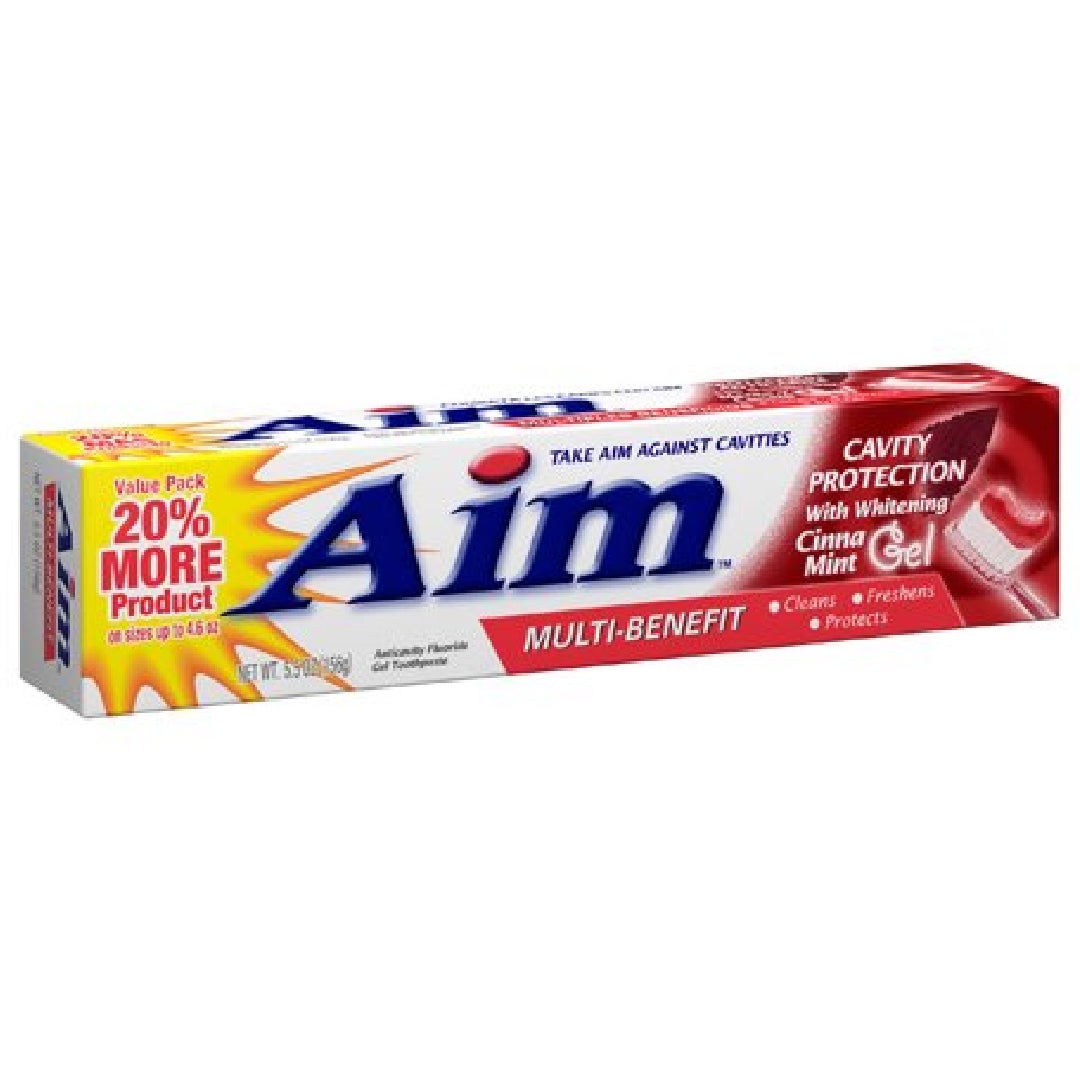 AIM Cavity Protection Fluoride Gel Toothpaste With Whitening, 5.5 OZ