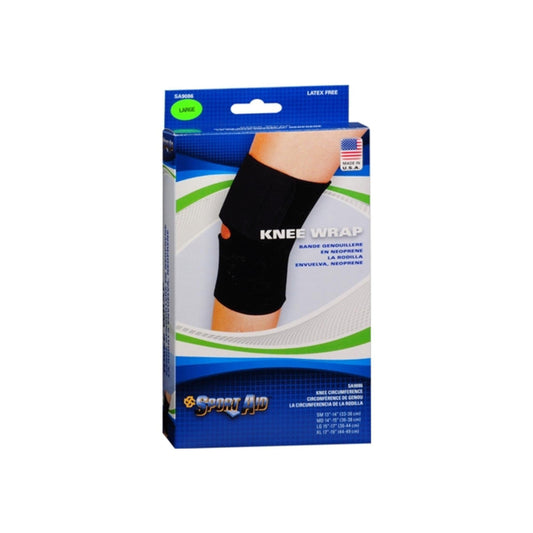 Knee Wrap Neoprene Sport Aid Black Large Wall Jacks & Braces Pasteur Pharmacy