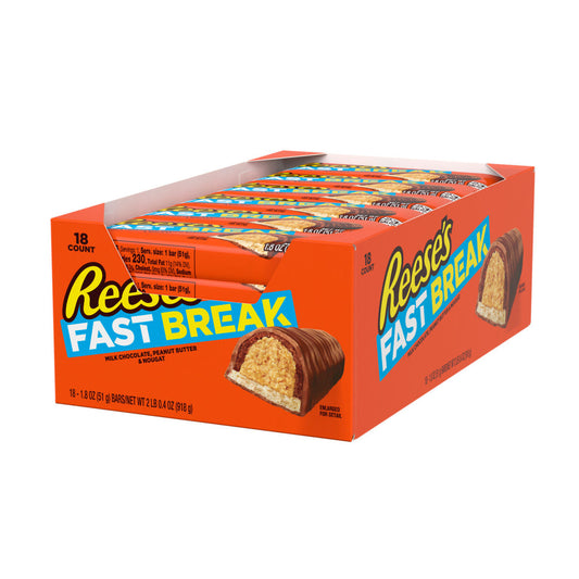 Reese's Fast Break Milk Chocolate Peanut Butter & Nougat Candy Bars – 18ct Candy & Chocolate Pasteur Pharmacy