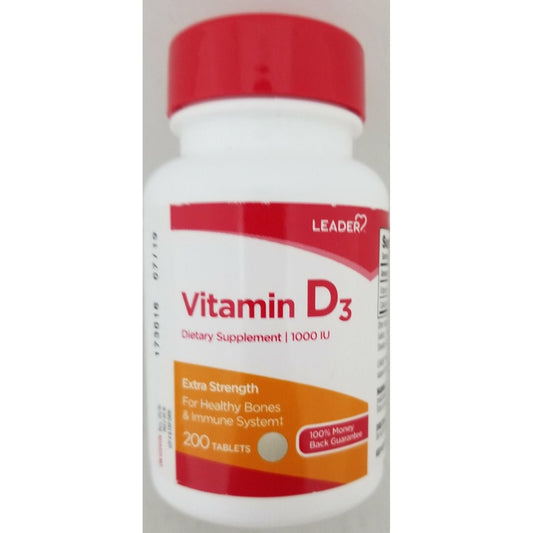 Leader Vitamin D3, Extra Strength, 1000 IU, Tablets Vitamins & Supplements Pasteur Pharmacy