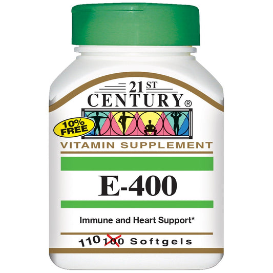 21st Century Vitamin E, 180 Mg (400 IU), 110 Softgels Vitamins & Supplements Pasteur Pharmacy