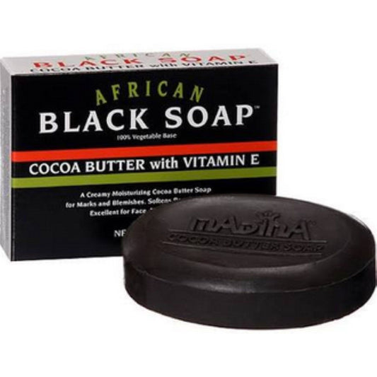 Madina African Black Soap Cocoa Butter With Vitamin E 3.5 Oz Bath & Body Pasteur Pharmacy