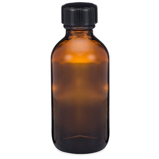 2 oz. Amber Glass Boston Round Bottles with Black Polypropylene Screw Caps (96-Pack) Science & Laboratory Pasteur Pharmacy
