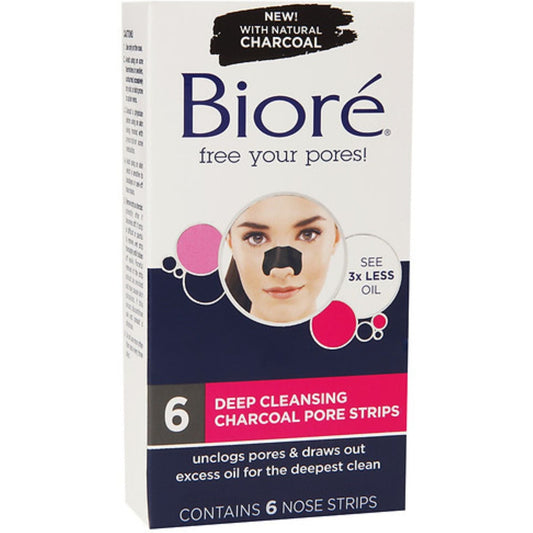 Biore Pore Strips, Deep Cleansing, Charcoal, Oil Control Skin Care Pasteur Pharmacy