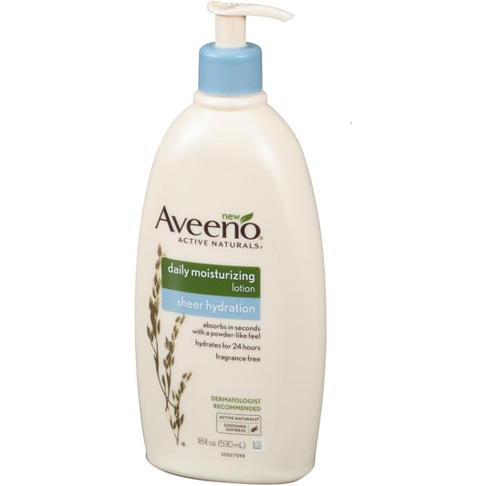 Aveeno Daily Moisturizing Body Lotion, Soothing Oat & Rich Emollients, Fragrance-Free, 18 fl. oz Lotion & Moisturizer Pasteur Pharmacy