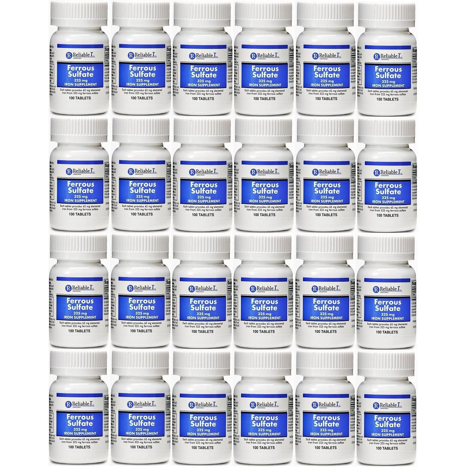 Reliable-1 Laboratories Ferrous Sulfate 325 Mg Iron Supplement 100 Tablets Vitamins & Supplements Pasteur Pharmacy