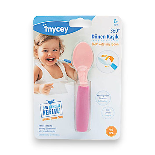 Cuillère d'apprentissage rotative à 360 degrés Mycey rose