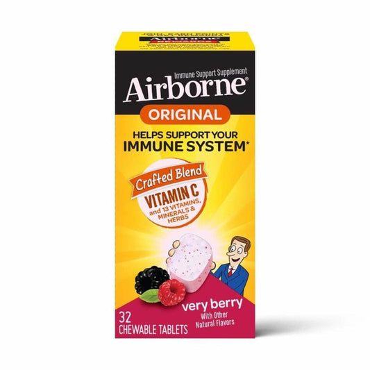 Airborne Kids Immune Support Chewable Tablets, Very Berry, 32 Tablets Per Box Vitamins & Supplements Pasteur Pharmacy
