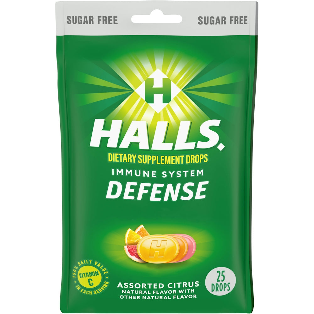 Halls Defense Sugar Free Assorted Citrus Vitamin C Dietary Supplement Drops Health & Beauty Pasteur Pharmacy