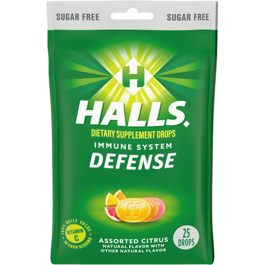 Halls Defense Sugar Free Assorted Citrus Vitamin C Dietary Supplement Drops Health & Beauty Pasteur Pharmacy