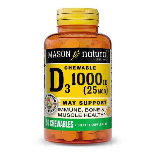 Mason Natural D3 25mcg 1000IU Chewable Tablets - 50ct Vitamins & Supplements Pasteur Pharmacy