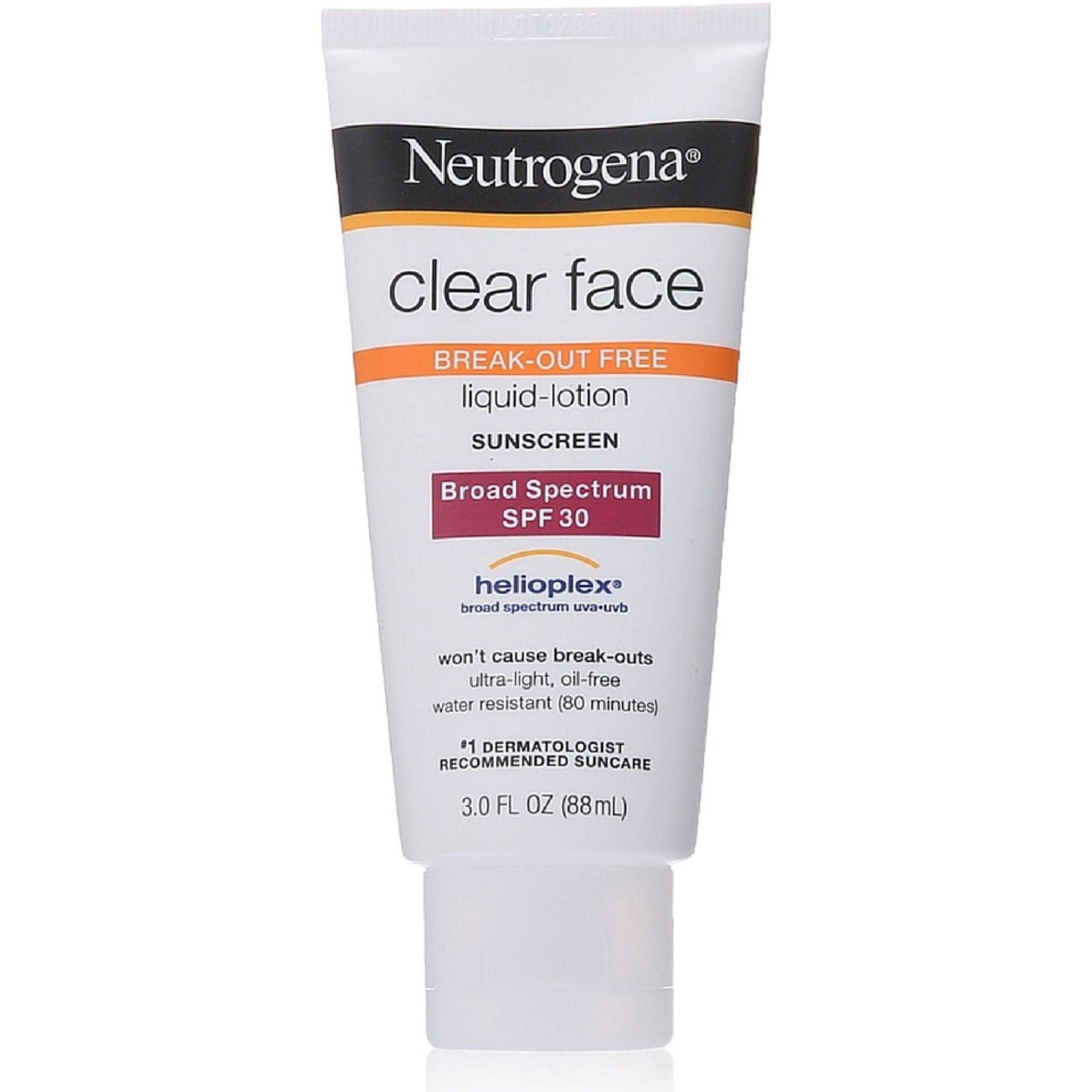 Neutrogena Clear Face Break-Out Free Liquid Lotion Sunscreen With Broad Spectrum SPF 30 - 88ml Sunscreen Pasteur Pharmacy