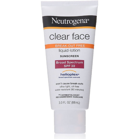 Neutrogena Clear Face Break-Out Free Liquid Lotion Sunscreen With Broad Spectrum SPF 30 - 88ml Sunscreen Pasteur Pharmacy