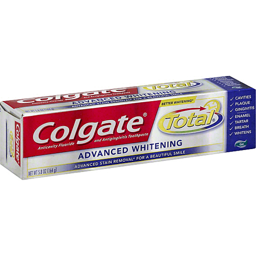 Colgate Total Toothpaste, Anticavity Fluoride And Antigingivitis, Advanced Whitening, Gel Toothpaste Pasteur Pharmacy