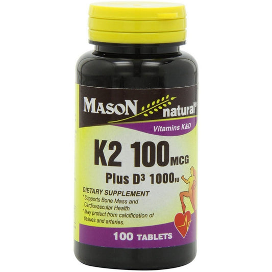 Mason Natural Vitamin K2 100 Mcg Plus D3 1000 Iu Tablets Vitamins & Supplements Pasteur Pharmacy