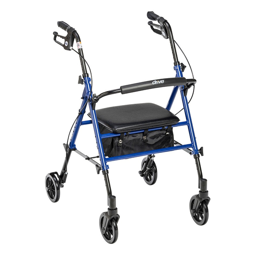 Drive Medical Adjustable Height Blue Rollator With 6" Wheels Walkers Pasteur Pharmacy