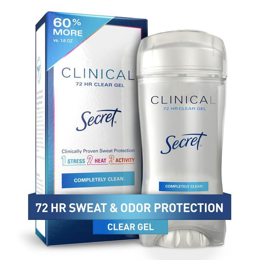 Secret Clinical Strength Clear Gel Antiperspirant And Deodorant For Women - Completely Clean - 2.6oz Deodorant Pasteur Pharmacy