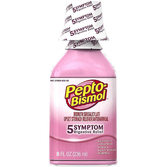 Pepto Bismol Upset Stomach Reliever/Antidiarrheal, 5 Symptom Relief 8 Fl Oz Health & Beauty Pasteur Pharmacy