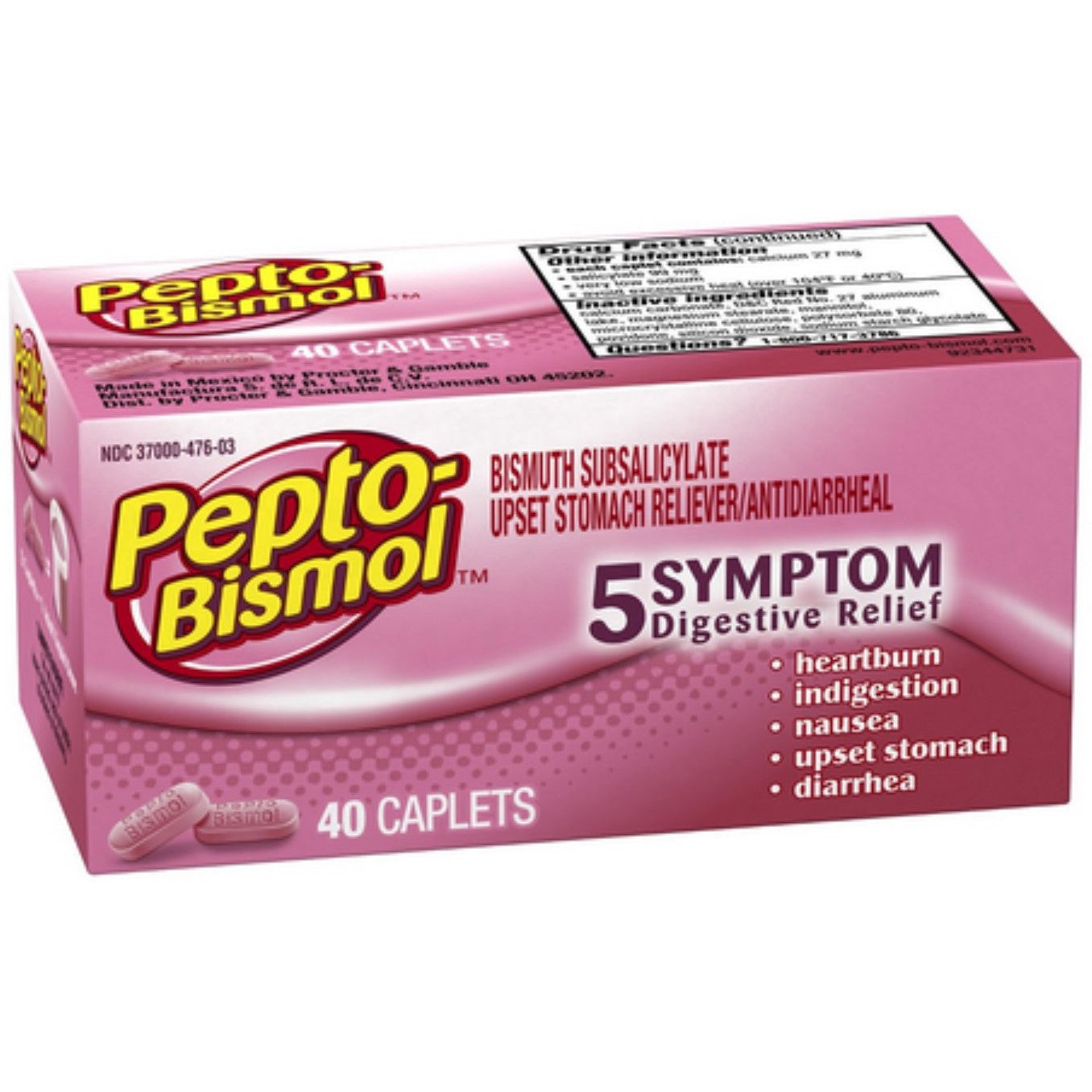 Pepto Bismol 5-Symptom Relief Caplets - 40 Count Medicine & Drugs Pasteur Pharmacy