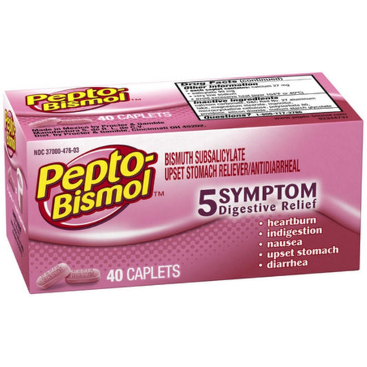 Pepto Bismol 5-Symptom Relief Caplets - 40 Count Medicine & Drugs Pasteur Pharmacy