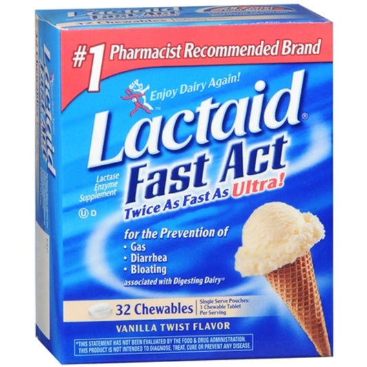 Lactaid Lactase Enzyme Supplement, Fast Act, Chewables, Vanilla Twist Flavor Health & Beauty Pasteur Pharmacy