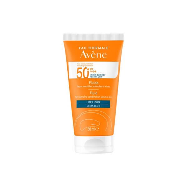 Avene Fluide SPF 50+ Sunscreen for Normal/Combination Skin - Lightweight, Non-Greasy, UVA/UVB/Blue Light Protection