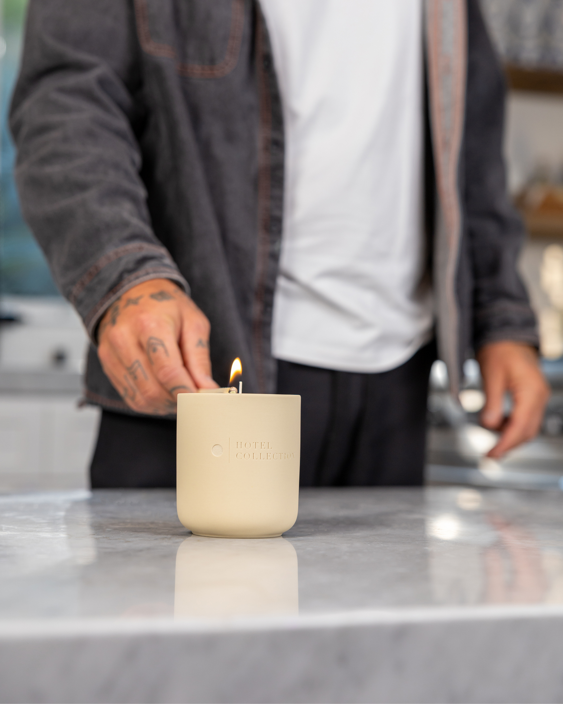 Hotel Collection Petite Ceramic Sand Wax Set Ceramic Sand Wax Candle Hotel Collection