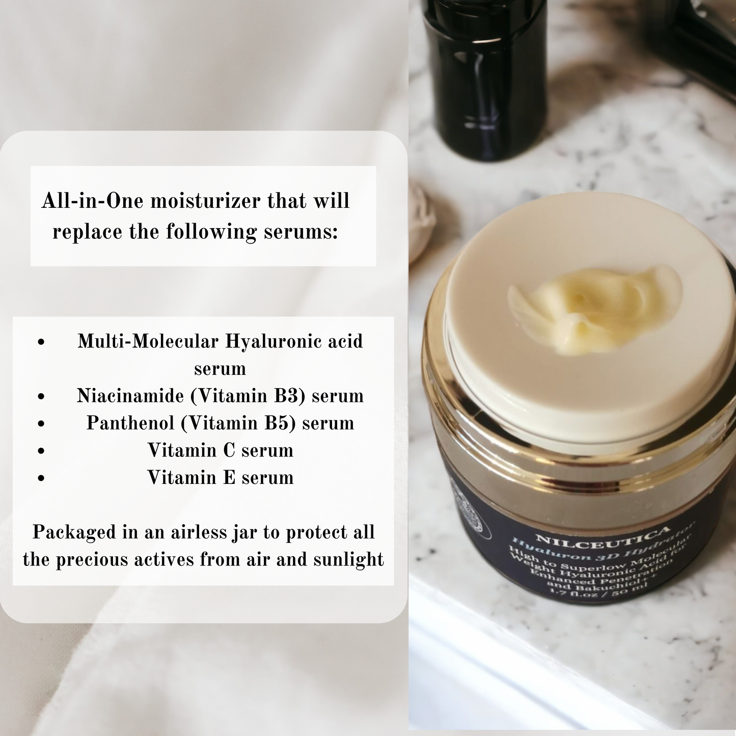 NILCEUTICA Hyaluron 3D Hydrator Multi Lamellar Emulsion The Advanced Response Face and Neck Cream-Serum Anti-aging Best Anti-aging Moisturizer for Dry skin NILCEUTICA